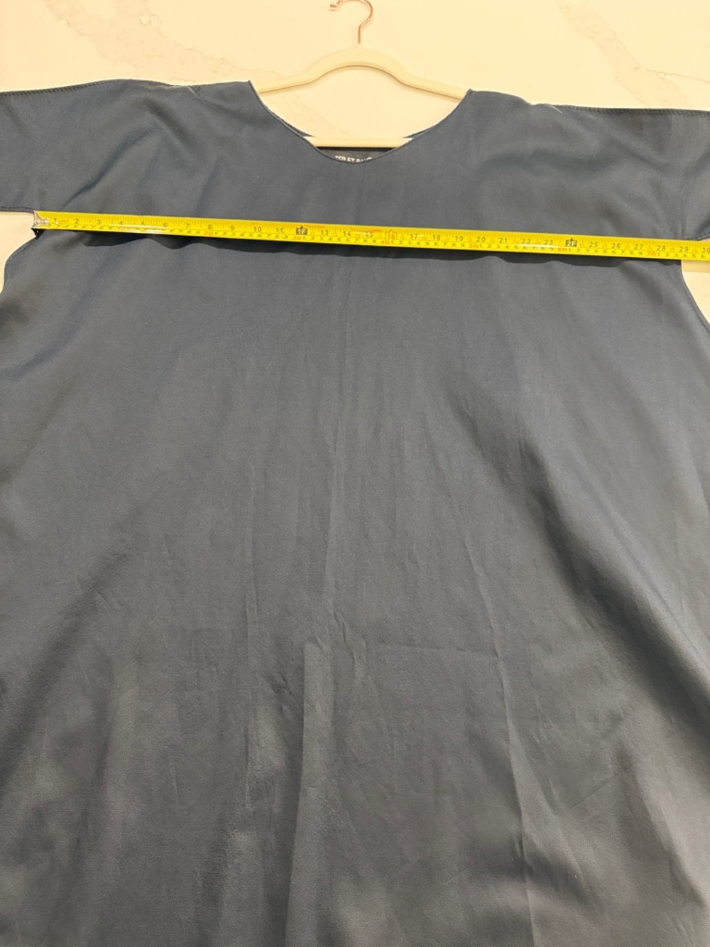 Oversized Scoop Neck Tunic Dress in Navy - Picture 6 of 8